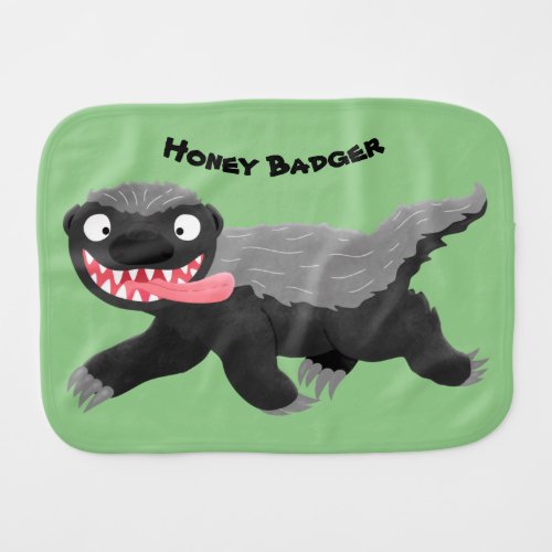 Funny hungry honey badger cartoon illustration baby burp cloth