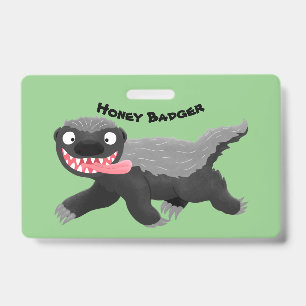 Funny hungry honey badger cartoon illustration badge