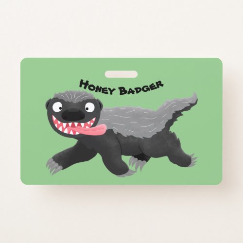 Funny hungry honey badger cartoon illustration badge