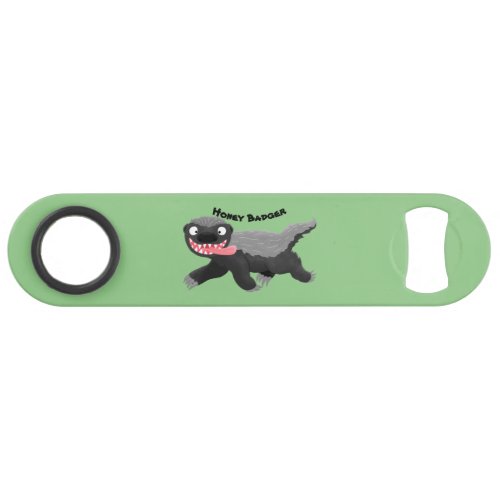 Funny hungry honey badger cartoon illustration bar key