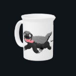 Funny hungry honey badger cartoon illustration beverage pitcher<br><div class="desc">This funny,  hungry honey badger is on the prowl for food! Drawn in happy cartoon style.</div>