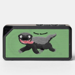 Funny hungry honey badger cartoon illustration bluetooth speaker