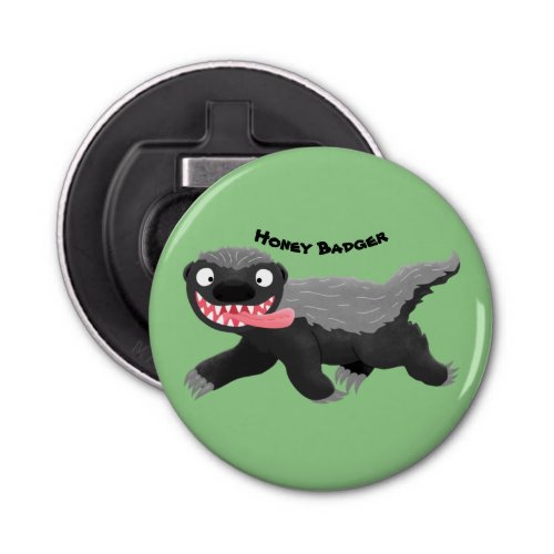 Funny hungry honey badger cartoon illustration bottle opener