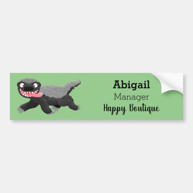 Funny hungry honey badger cartoon illustration  bumper sticker (Front)
