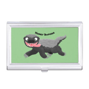 Funny hungry honey badger cartoon illustration business card case