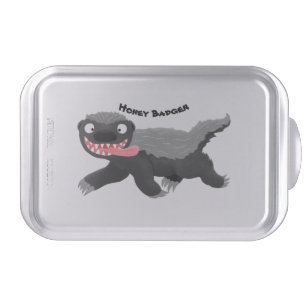 Funny hungry honey badger cartoon illustration cake pan