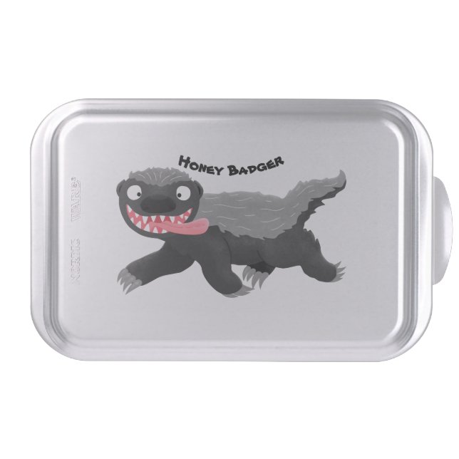 Funny hungry honey badger cartoon illustration cake pan (Front)