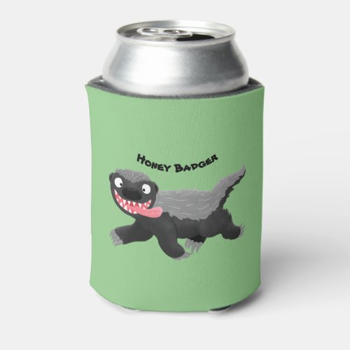 Funny hungry honey badger cartoon illustration can cooler