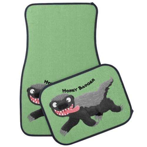 Funny hungry honey badger cartoon illustration car floor mat