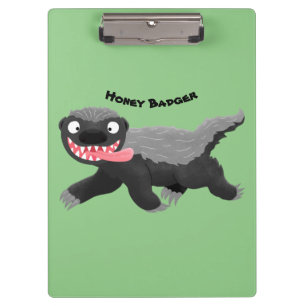 Funny hungry honey badger cartoon illustration clipboard