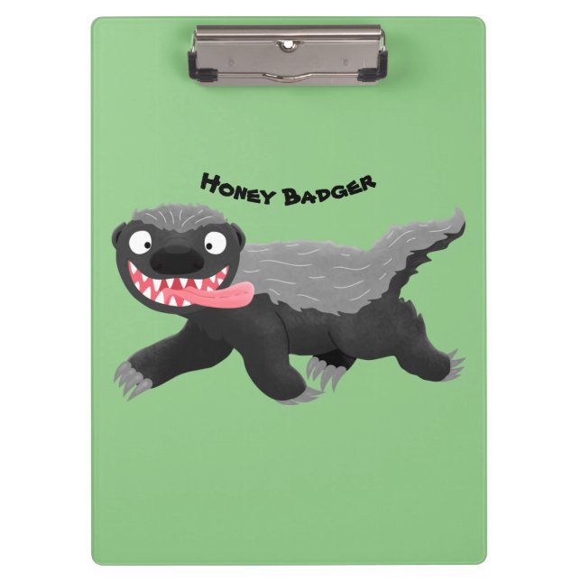 Funny hungry honey badger cartoon illustration  clipboard (Front)
