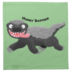 Funny hungry honey badger cartoon illustration cloth napkin