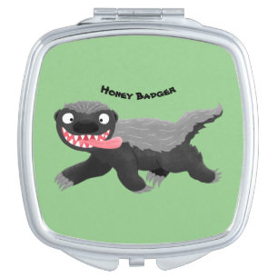 Funny hungry honey badger cartoon illustration compact mirror