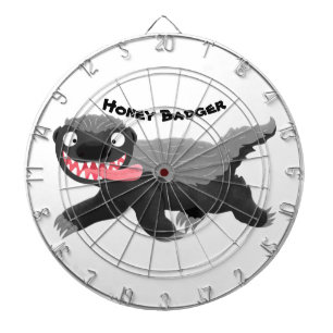 Funny hungry honey badger cartoon illustration dart board