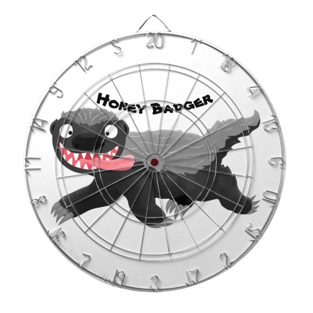 Funny hungry honey badger cartoon illustration dart board (Front)