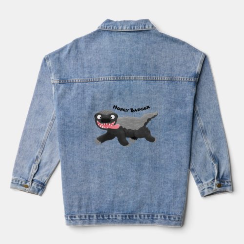 Funny hungry honey badger cartoon illustration denim jacket