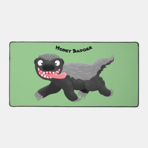 Funny hungry honey badger cartoon illustration desk mat