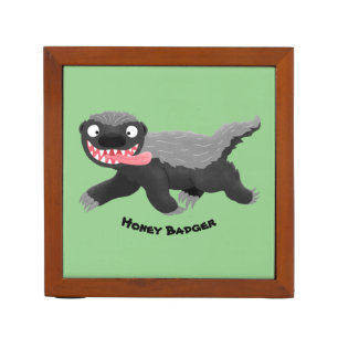 Funny hungry honey badger cartoon illustration desk organizer