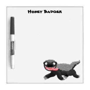 Funny hungry honey badger cartoon illustration dry erase board