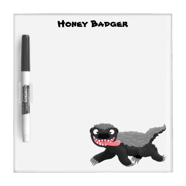 Funny hungry honey badger cartoon illustration dry erase board (Front)