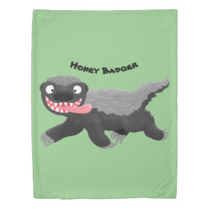 Funny hungry honey badger cartoon illustration duvet cover