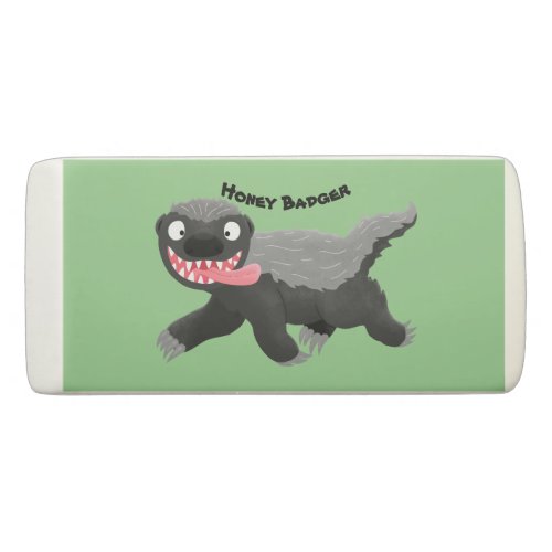 Funny hungry honey badger cartoon illustration eraser