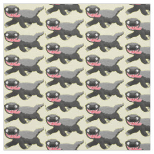 Funny hungry honey badger cartoon illustration fabric