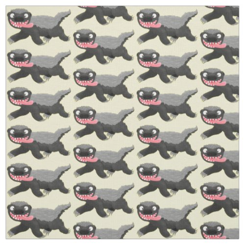 Funny hungry honey badger cartoon illustration fabric