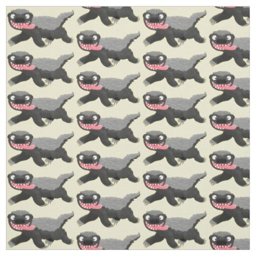 Funny hungry honey badger cartoon illustration fabric