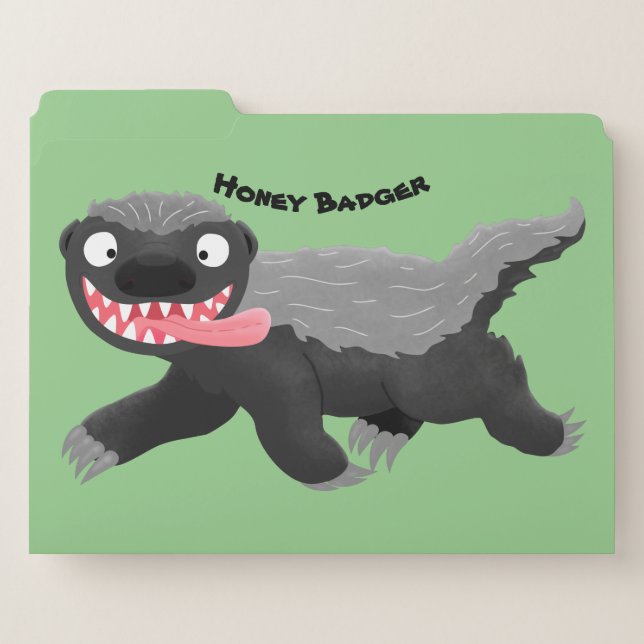 Funny hungry honey badger cartoon illustration file folder (Front Left)