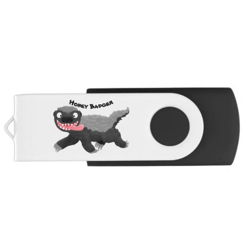 Funny hungry honey badger cartoon illustration flash drive