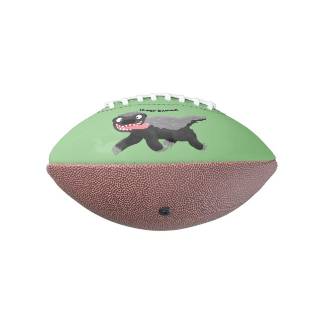 Funny hungry honey badger cartoon illustration football (Rotated 270)