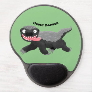 Funny hungry honey badger cartoon illustration gel mouse pad