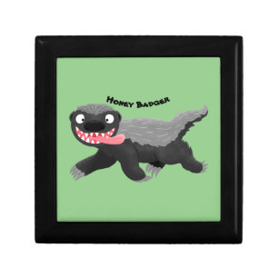 Funny hungry honey badger cartoon illustration gift box