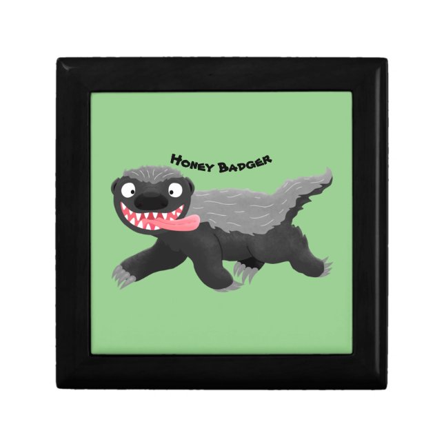 Funny hungry honey badger cartoon illustration gift box (Front)
