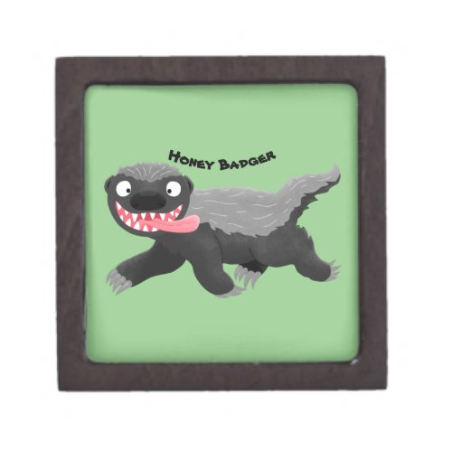 Funny hungry honey badger cartoon illustration gift box