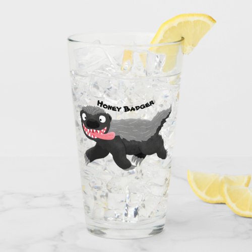 Funny hungry honey badger cartoon illustration glass