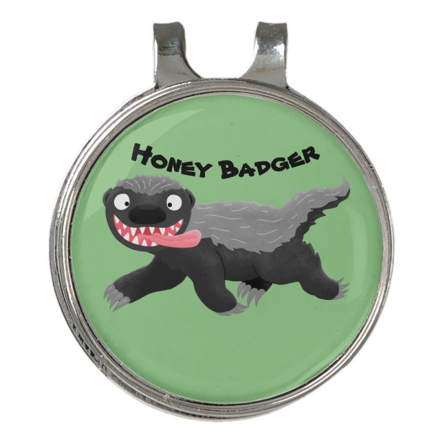 Funny hungry honey badger cartoon illustration golf hat clip (Front)
