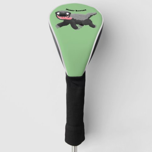 Funny hungry honey badger cartoon illustration golf head cover