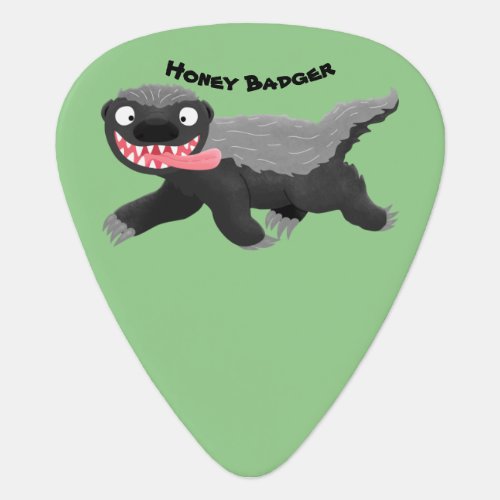 Funny hungry honey badger cartoon illustration guitar pick