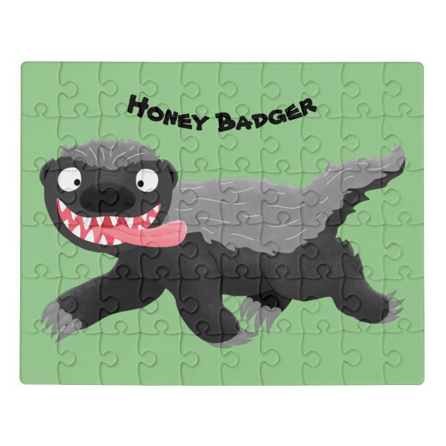 Funny hungry honey badger cartoon illustration jigsaw puzzle (Puzzle Horizontal)