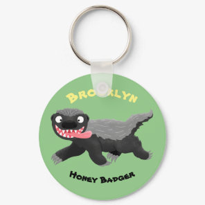 Funny hungry honey badger cartoon illustration keychain