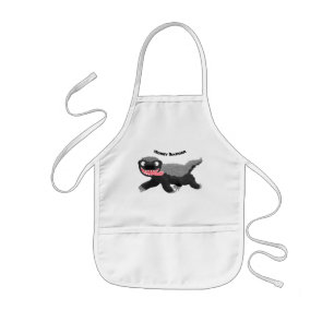 Funny hungry honey badger cartoon illustration kids' apron