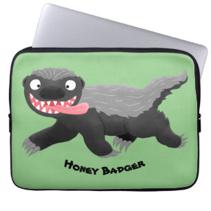 Funny hungry honey badger cartoon illustration laptop sleeve