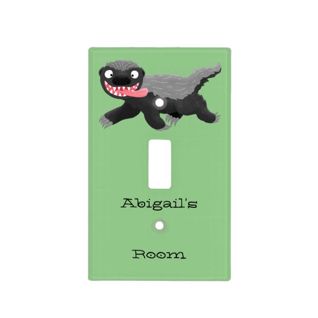 Funny hungry honey badger cartoon illustration light switch cover (Front)