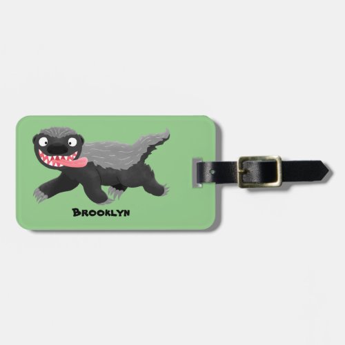 Funny hungry honey badger cartoon illustration luggage tag