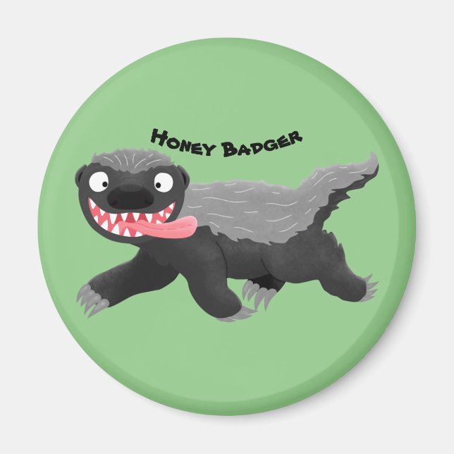 Funny hungry honey badger cartoon illustration magnet (Front)