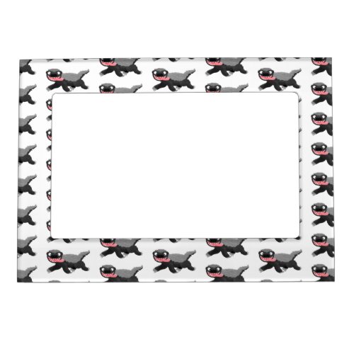 Funny hungry honey badger cartoon illustration magnetic frame