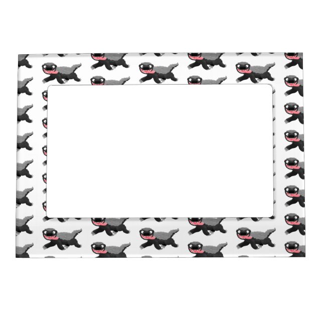 Funny hungry honey badger cartoon illustration magnetic frame (Front)