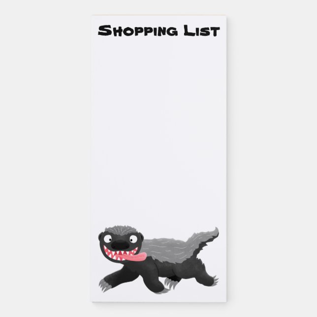 Funny hungry honey badger cartoon illustration magnetic notepad (Front)